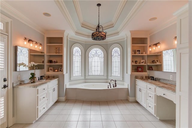 1485 Rolling Links Dr, Alpharetta, GA 30004 - full bath featuring plenty of natural light, vanity, ornamental molding, and a bath