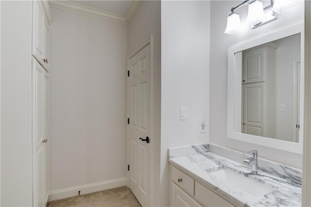 1485 Rolling Links Dr, Alpharetta, GA 30004 - bathroom with vanity, baseboards, and crown molding