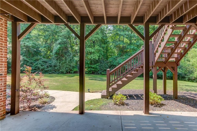 1485 Rolling Links Dr, Alpharetta, GA 30004 - view of patio with stairs and a forest view