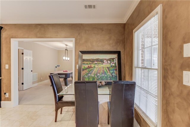 1485 Rolling Links Dr, Alpharetta, GA 30004 - dining area with a chandelier, crown molding, and baseboards