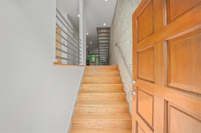 1344 Fernwood Cir NE, Brookhaven, GA 30319 - staircase featuring wood finished floors and baseboards