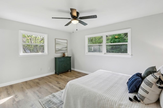 2519 Miriam Ln, Decatur, GA 30032 - bedroom with multiple windows, light wood-type flooring, ceiling fan, and baseboards