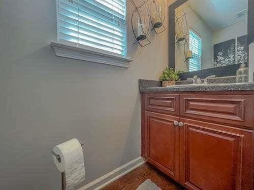 1127 Oak Hollow Ct, Hampton, GA 30228 - bathroom with vanity, baseboards, and wood finished floors