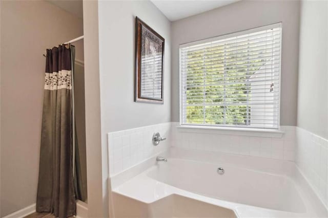 1127 Oak Hollow Ct, Hampton, GA 30228 - bathroom with a garden tub and curtained shower
