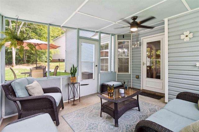 1127 Oak Hollow Ct, Hampton, GA 30228 - sunroom / solarium with a ceiling fan, healthy amount of natural light, and outdoor lounge area