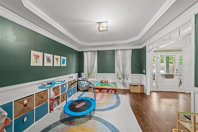 1622 Gates Pl NW, Atlanta, GA 30318 - recreation room with ornamental molding, wood finished floors, wainscoting, and a decorative wall