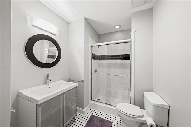 1622 Gates Pl NW, Atlanta, GA 30318 - full bath with a shower stall, vanity, tile patterned floors, and recessed lighting