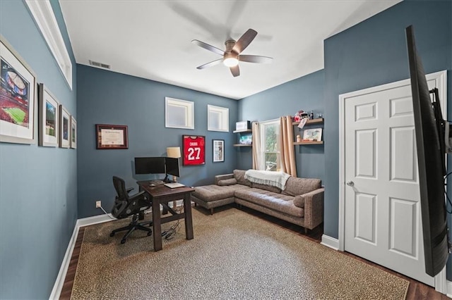 1622 Gates Pl NW, Atlanta, GA 30318 - office featuring ceiling fan and wood finished floors