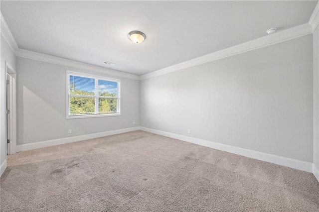 carpeted empty room with crown molding