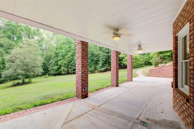 view of patio / terrace with ceiling fan