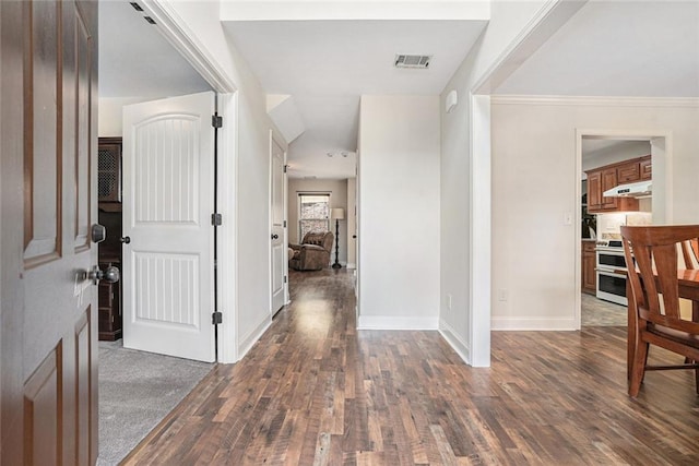 hall featuring dark hardwood / wood-style floors