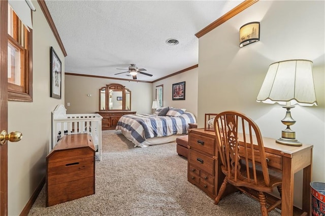 2011 Sturbridge Ln, Buford, GA 30519 - bedroom with crown molding, carpet, and a textured ceiling