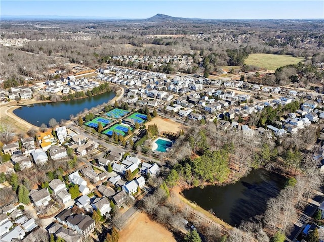 bird's eye view featuring a water view