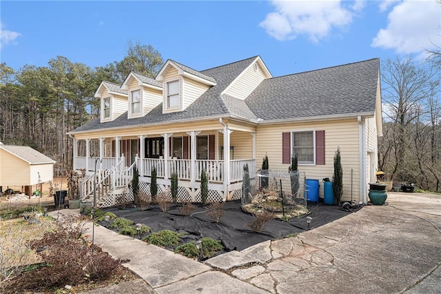 cape cod-style house featuring a porch