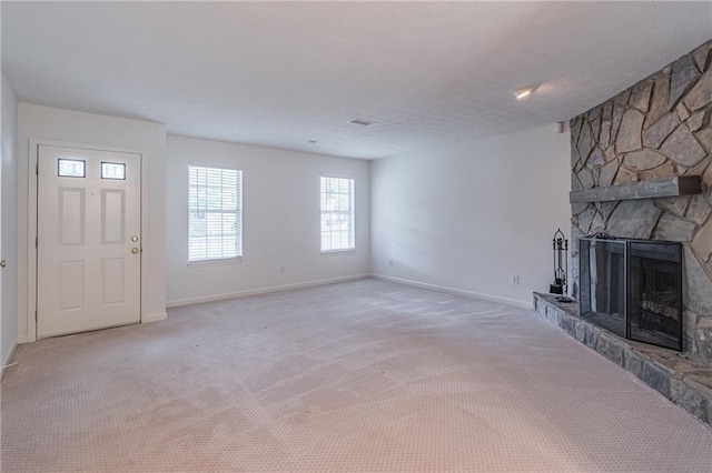 4307 Windward Ln, Norcross, GA 30093 - unfurnished living room featuring a fireplace and carpet floors