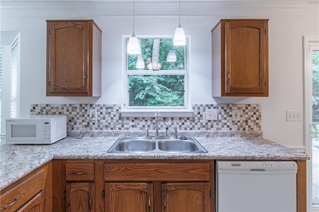 4307 Windward Ln, Norcross, GA 30093 - kitchen with white appliances, decorative backsplash, and light countertops