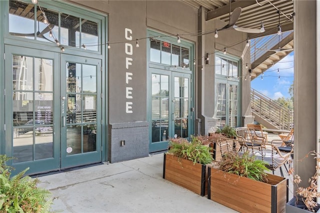 entrance to property featuring french doors