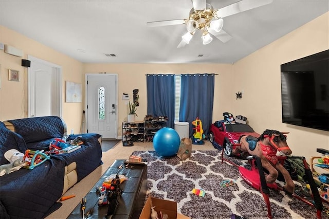 1955 Shawn Wayne Cir SE, Atlanta, GA 30316 - living room featuring ceiling fan and carpet