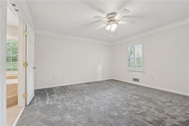 2655 Nesbit Trl, Alpharetta, GA 30022 - carpeted empty room with ornamental molding and a ceiling fan