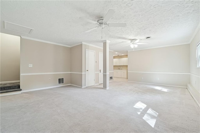 2655 Nesbit Trl, Alpharetta, GA 30022 - carpeted empty room with crown molding, a ceiling fan, and a textured ceiling