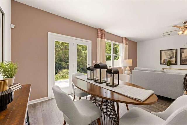 1315 Aura Ln, Lawrenceville, GA 30045 - dining area with wood finished floors and ceiling fan