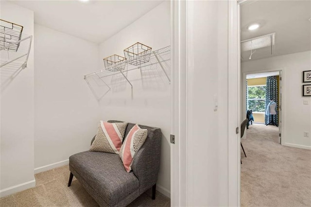 1315 Aura Ln, Lawrenceville, GA 30045 - living area featuring carpet floors, attic access, and recessed lighting
