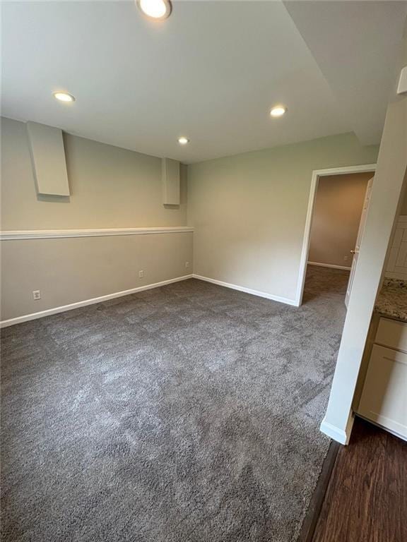 1951 Bergerac Ct SW, Marietta, GA 30008 - basement featuring baseboards, recessed lighting, and dark carpet