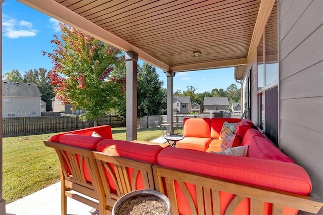 view of patio / terrace featuring an outdoor living space with a fire pit