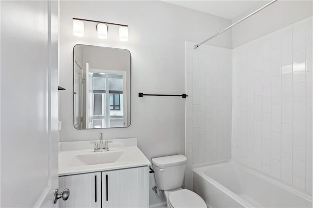 full bathroom with shower / tub combination, toilet, and vanity