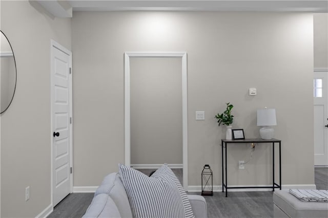 sitting room featuring baseboards and wood finished floors