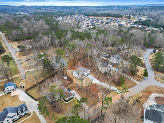 drone / aerial view with a forest view