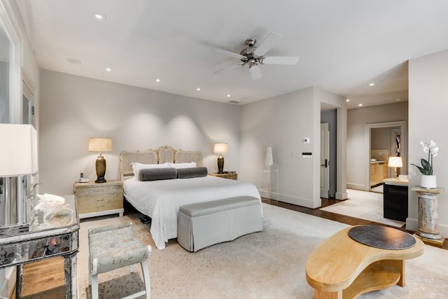 bedroom featuring ceiling fan