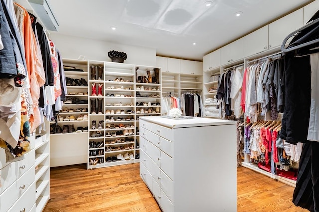 walk in closet featuring light wood-type flooring