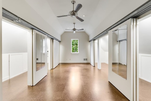 bonus room featuring ceiling fan and lofted ceiling