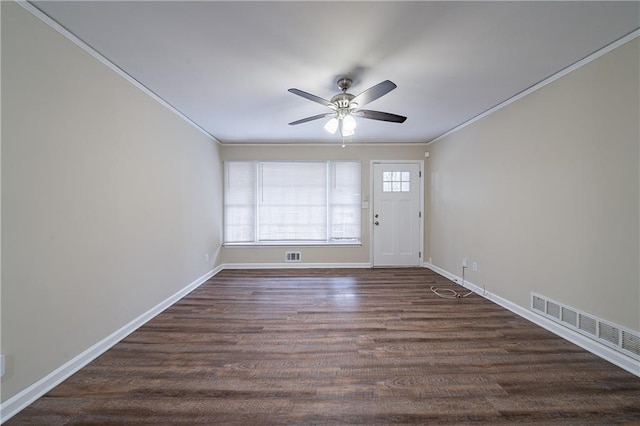 2104 Barbara Ln, Decatur, GA 30032 - interior space with ornamental molding, dark hardwood / wood-style floors, and ceiling fan