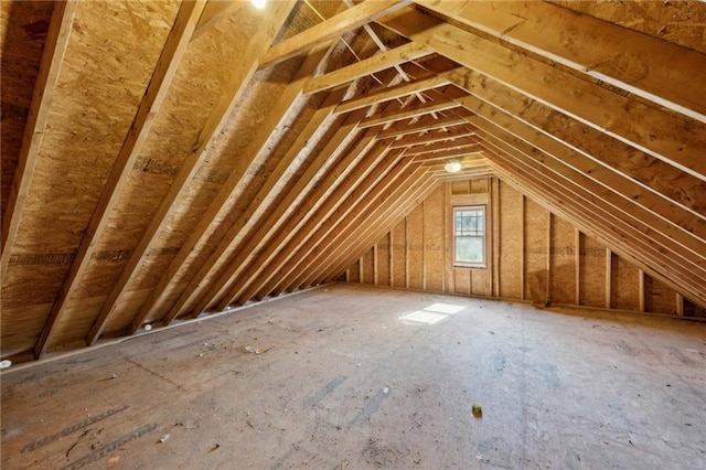 view of unfinished attic