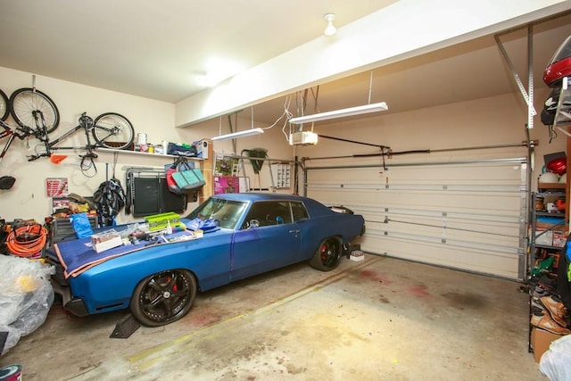 garage with a garage door opener