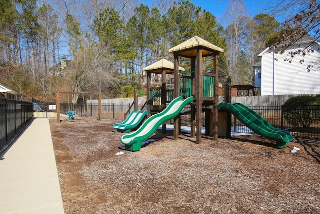 community jungle gym with fence