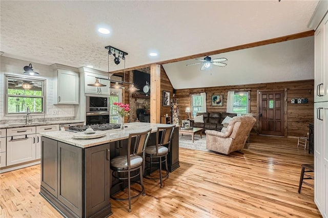 kitchen featuring a sink, light wood finished floors, and stainless steel appliances