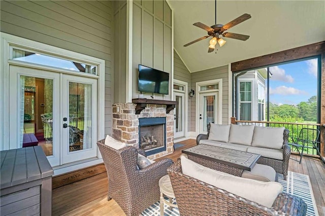 829 Christopher Rd, Sharpsburg, GA 30277 - sunroom / solarium with french doors, lofted ceiling, and plenty of natural light