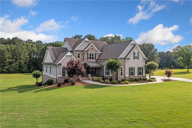 829 Christopher Rd, Sharpsburg, GA 30277 - craftsman inspired home with stone siding and a front lawn