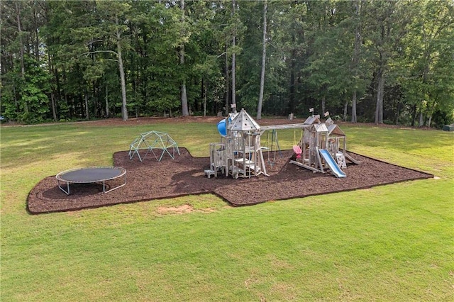 829 Christopher Rd, Sharpsburg, GA 30277 - view of playground featuring a lawn and a trampoline