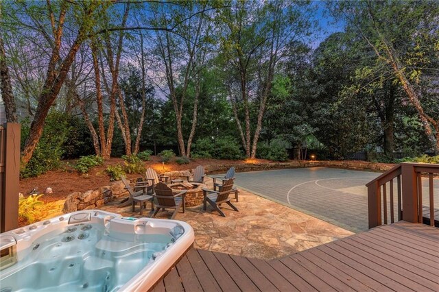 3749 Watkins Pl NE, Brookhaven, GA 30319 - deck with an outdoor fire pit and view of scattered trees