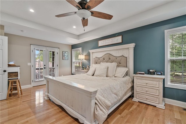 166 Woodford Way SE, Calhoun, GA 30701 - bedroom with access to outside, french doors, light wood-style floors, baseboards, and recessed lighting