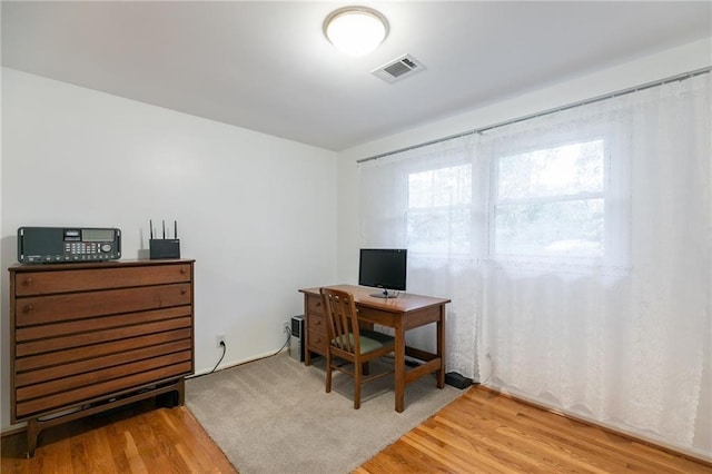 office space featuring wood-type flooring