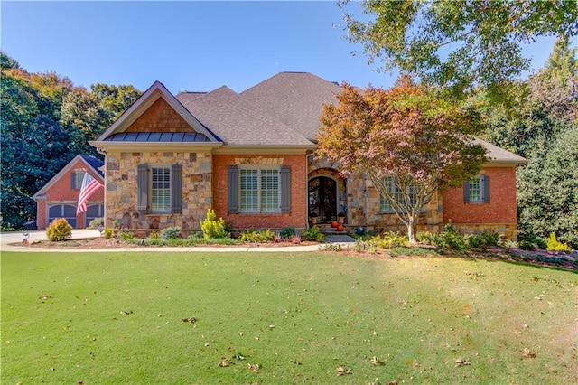 view of front of house with a front lawn