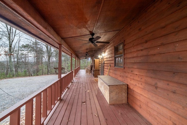 deck featuring ceiling fan