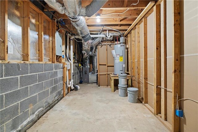 1275 Muirforest Way, Stone Mountain, GA 30088 - unfinished basement featuring water heater and electric panel