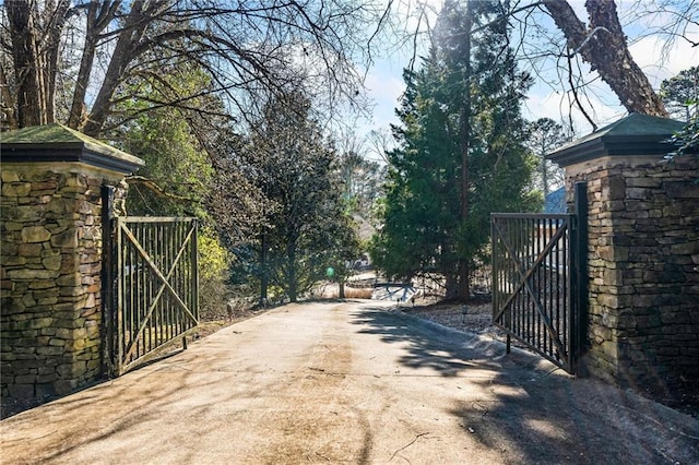 view of street with a gated entry and a gate