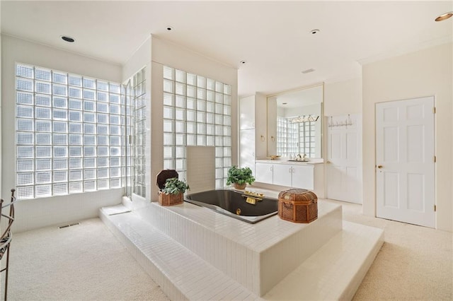 bathroom featuring a jetted tub and visible vents